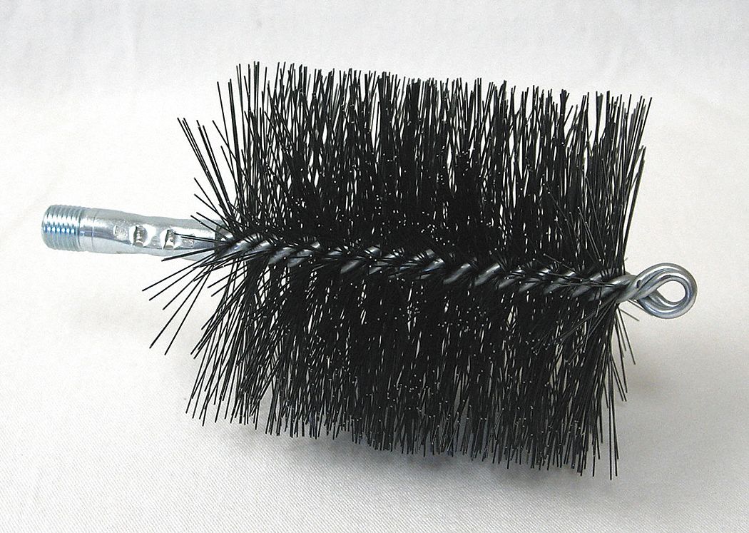 FLUE BRUSH, ¼ IN MALE THREADED CONNECTION, 4 IN DIAMETER, 4½ IN BRUSH L, TEMPERED STEEL