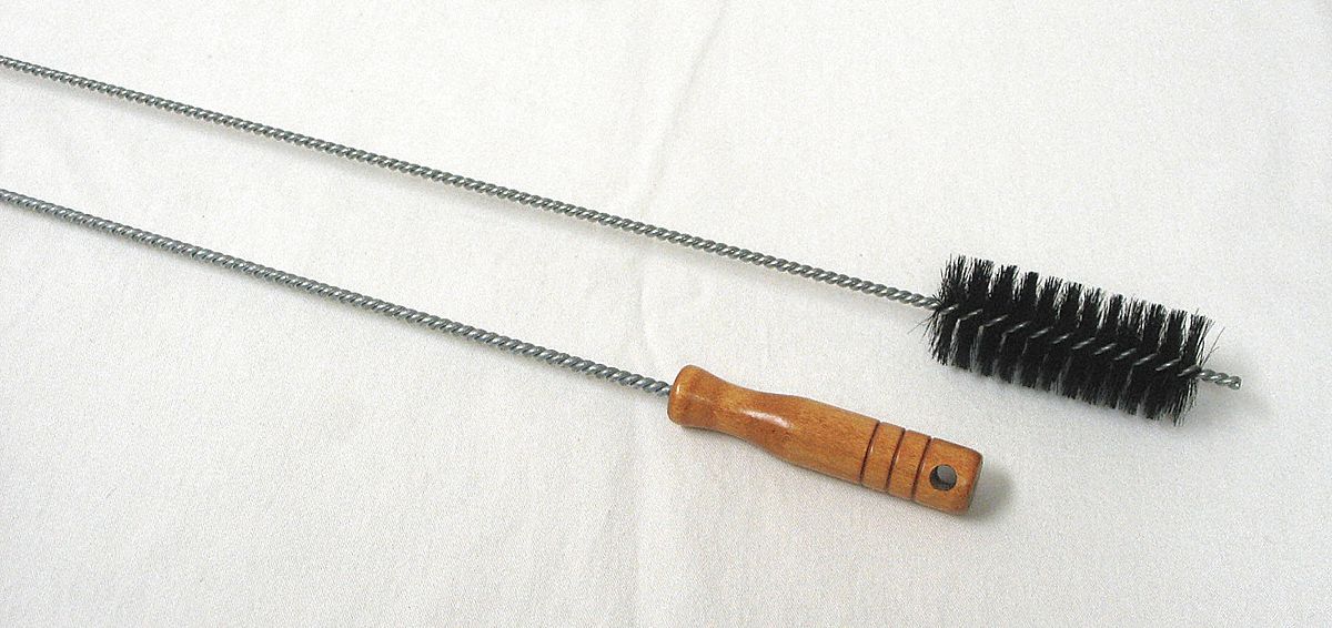BOILER BRUSH, 1½ IN DIA, BLACK NATURAL FIBRE BRISTEELE, SINGLE SPIRAL, SINGLE STEM, BLACK