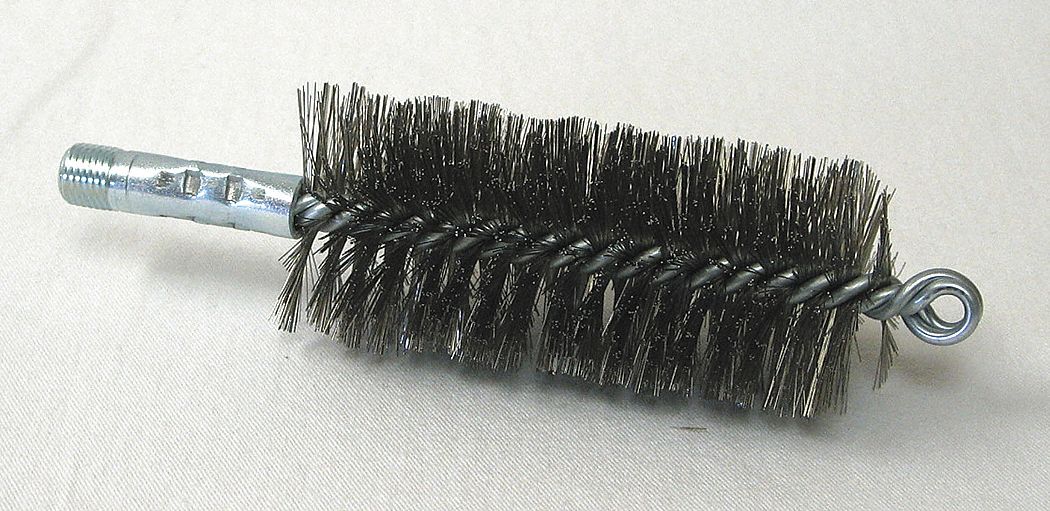 FLUE BRUSH, ¼ IN MALE THREADED CONNECTION, 2 IN DIAMETER, 4½ IN BRUSH L, STAINLESS STEEL