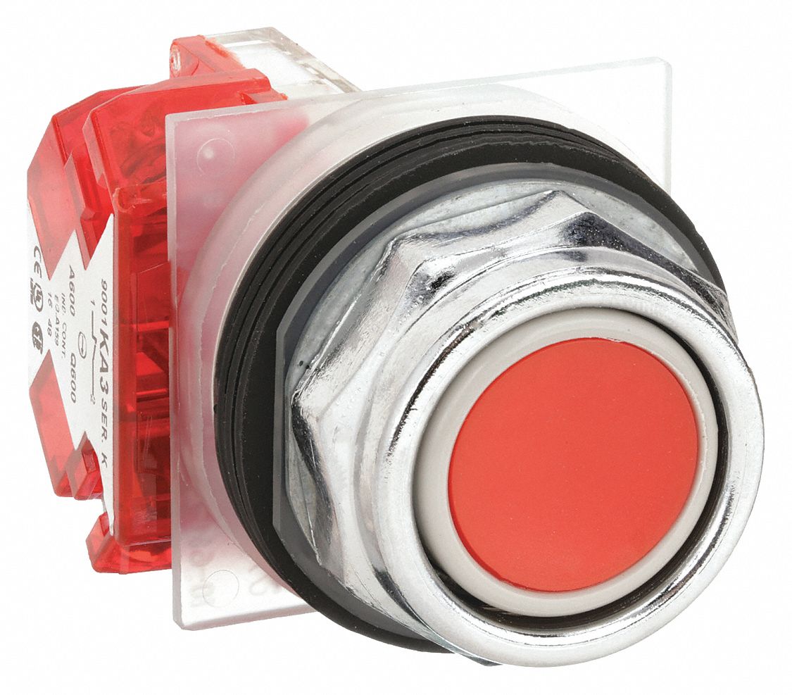 Flush Push Button Operator: Non-Illuminated, Flush Profile, Metallic, 30 mm, 1NC