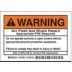 Warning: Arc Flash And Shock Hazard Appropriate PPE Required Signs