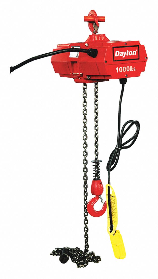 Dayton 1 000 Lb Load Capacity 1 Speeds Electric Chain Hoist 2gxh2