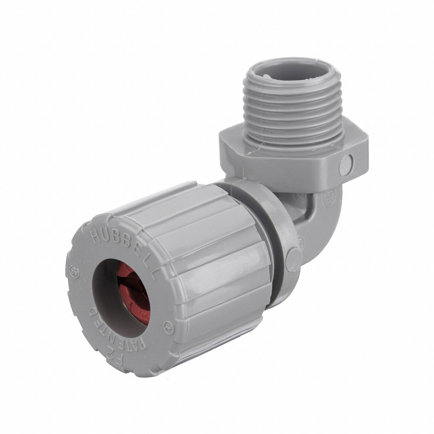 Liquid Tight Cord Connector: Nylon, 1/2 in MNPT, 0.19 in to 0.25 in, Gray