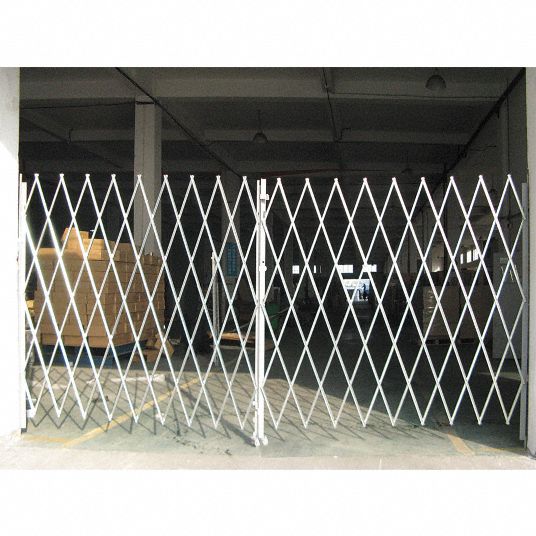 Folding Gate Double 10 To 12 Ft Opening Width 17 3 4 In Folded Width Steel Silver Grainger