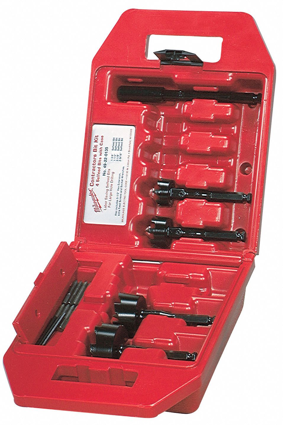 MILWAUKEE, Hex, 6 5/8 in Overall Lg, Contractor Self Feed Drill Bit Set
