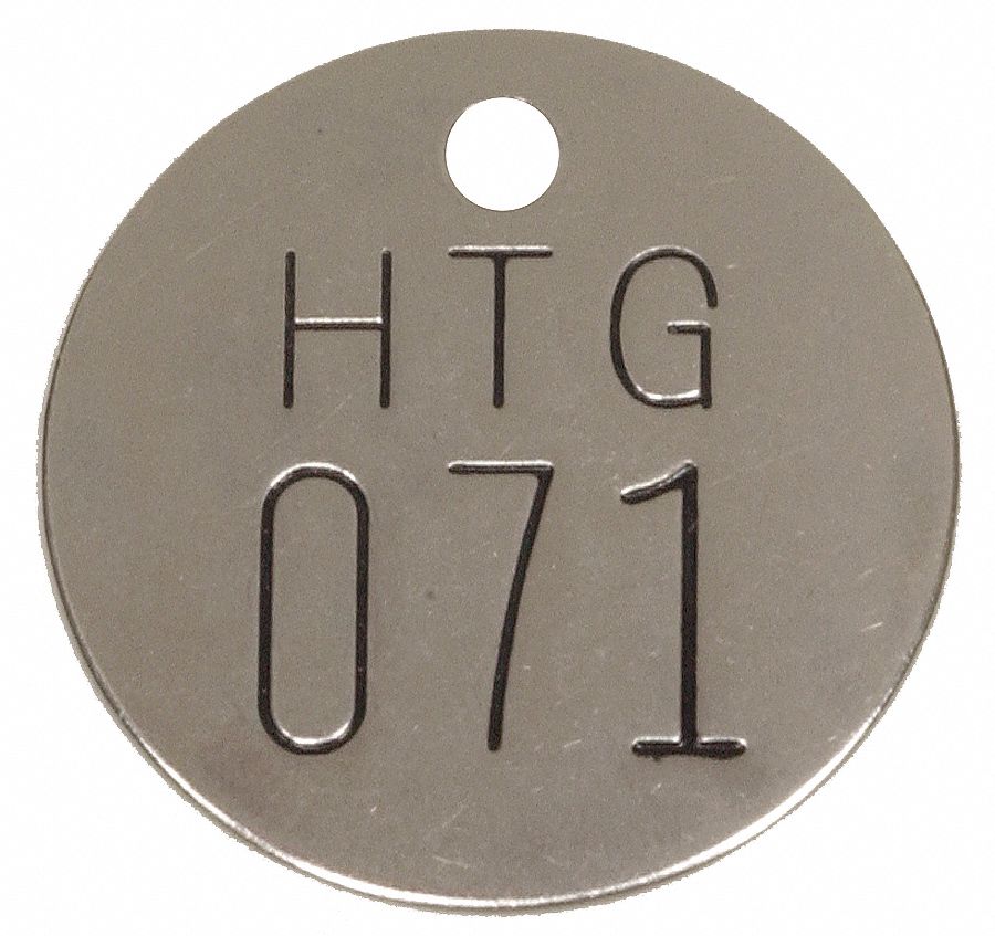 051075, Silver, Numbered Valve Tag 2YB522YB52 Grainger