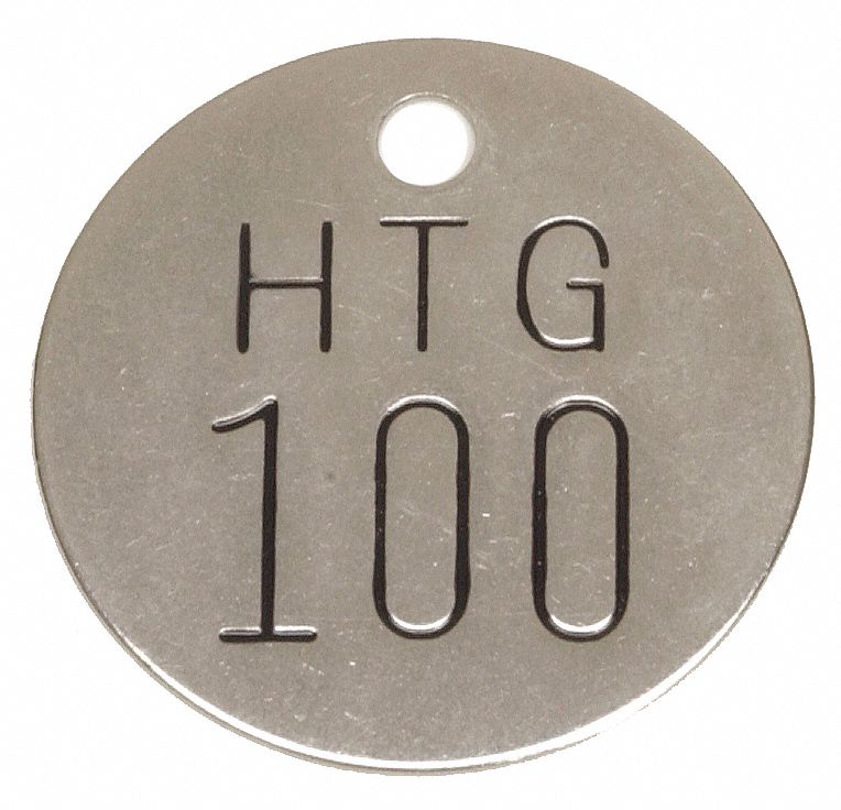 076100, Silver, Numbered Valve Tag 2YB532YB53 Grainger