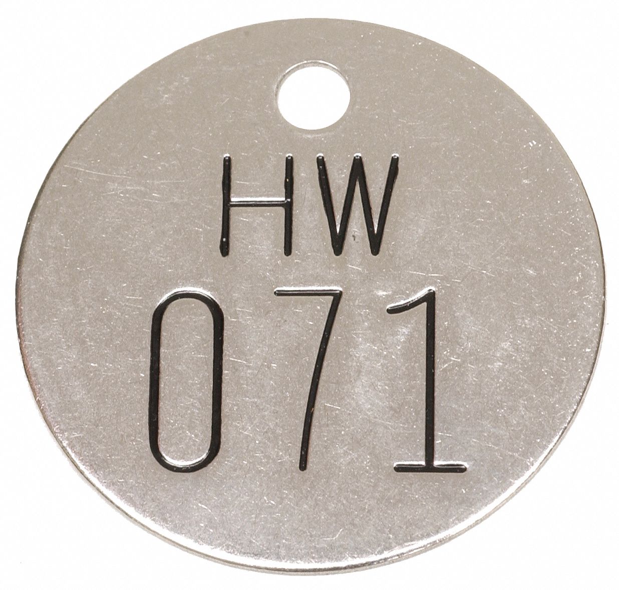 numbered stainless steel tag silver grainger shape material round height width close