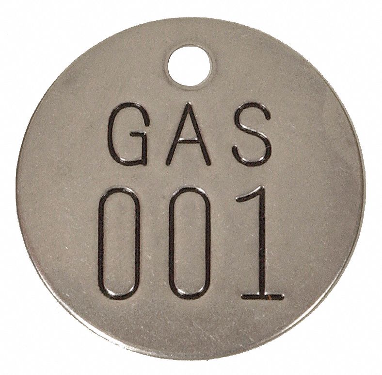 numbered tag silver grainger shape stainless material round steel height width close