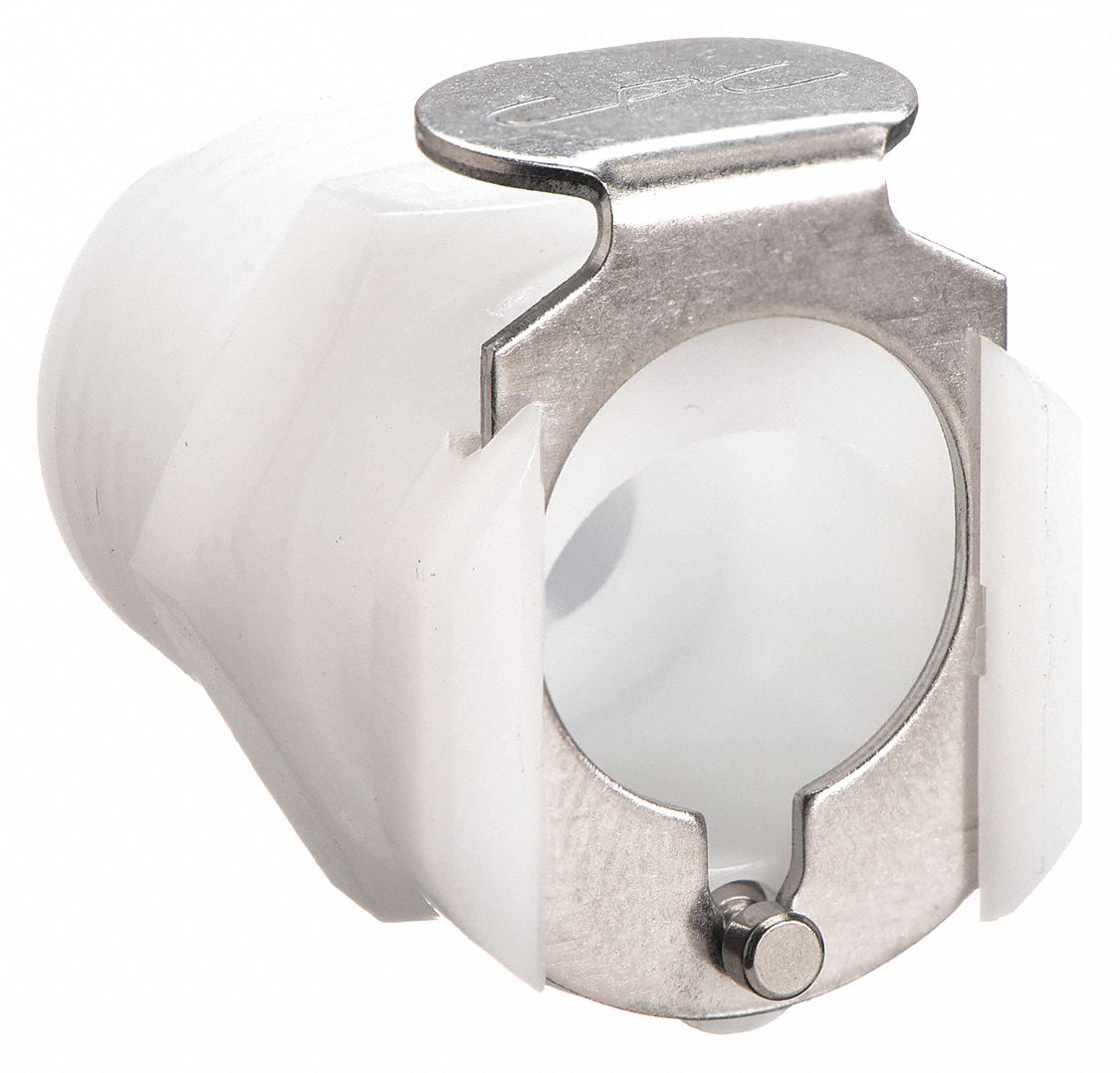 INLINE COUPLER: ACETAL, ¼ IN PIPE SIZE, COUPLER X MNPT, FLOW-THROUGH, 1 5/32 IN L, WHITE