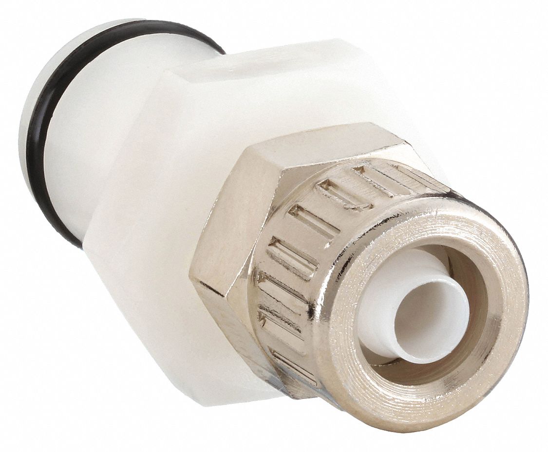 INLINE INSERT: ACETAL, ¼ IN X 17/100 IN, INSERT X TUBE, FLOW-THROUGH, 1¼ IN L, WHITE