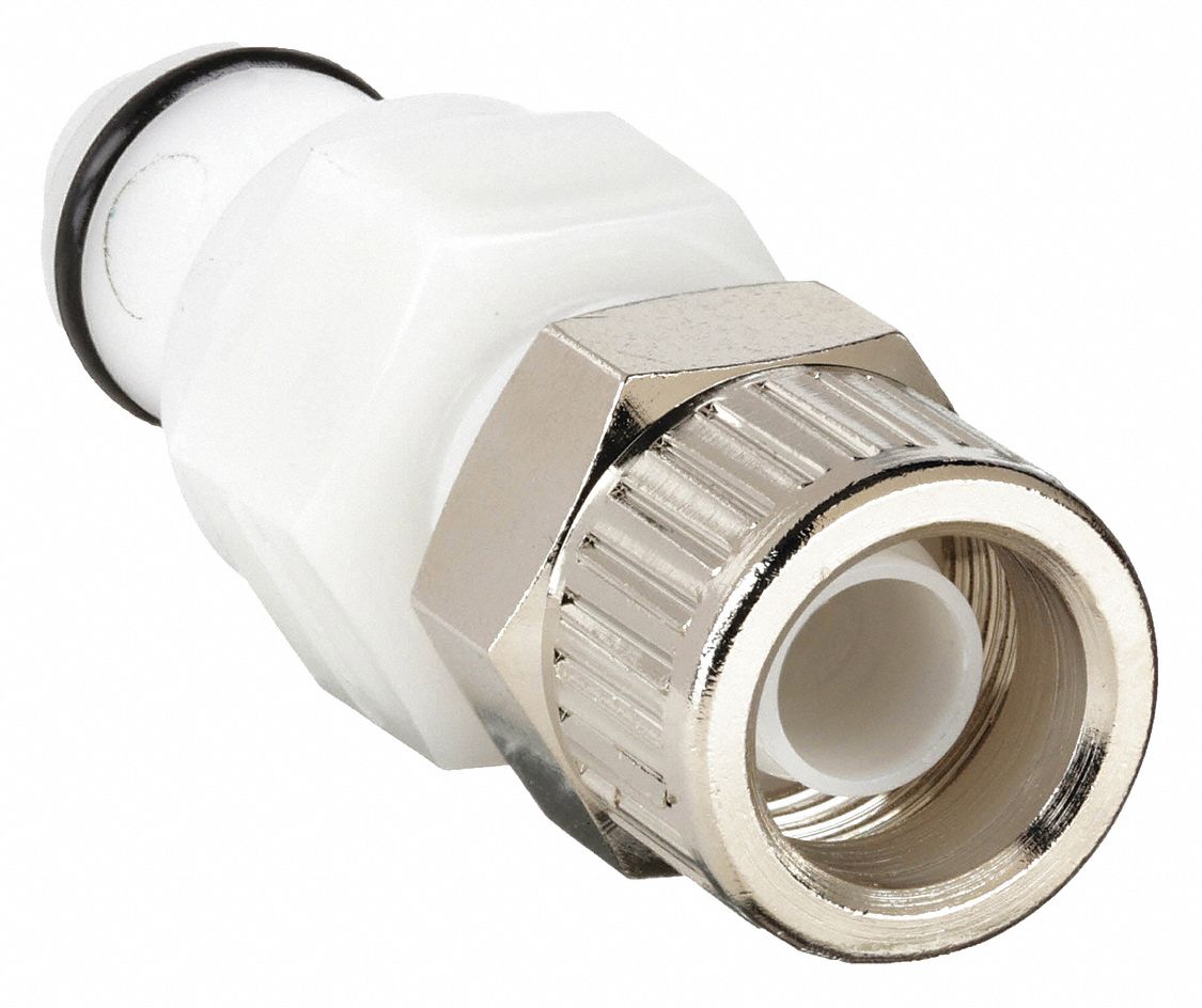 INLINE INSERT: ACETAL, ¼ IN, INSERT X TUBE, SHUT-OFF, 1 13/16 IN L, FOR ⅜ IN TUBE OD