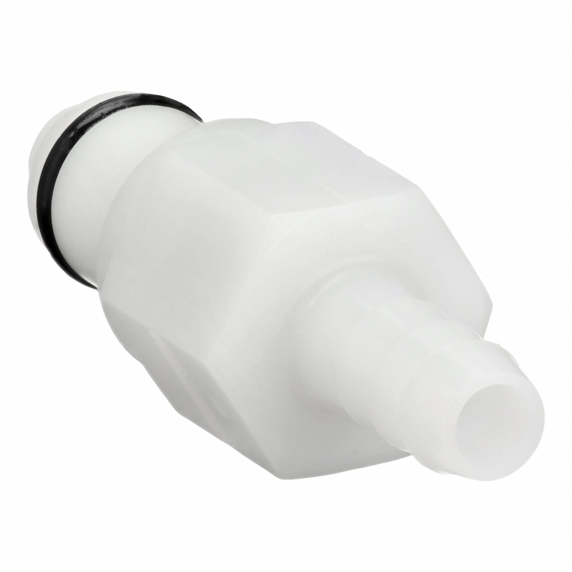 Quick Connection Insert: Insert, 1/4 in ID Size, Barbed x Barbed, Acetal, White, 2 in Overall Lg