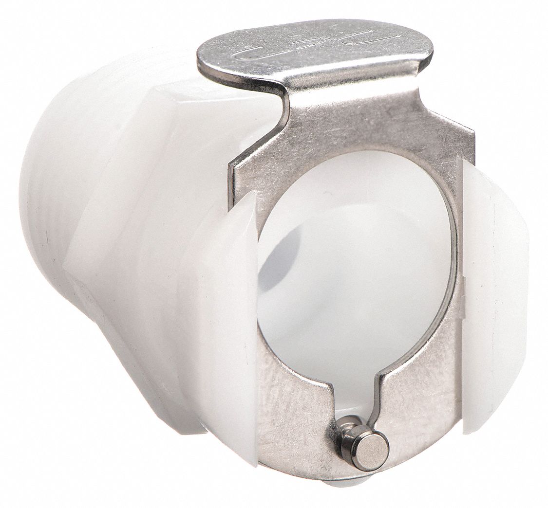 INLINE COUPLER: ACETAL, ⅛ IN PIPE SIZE, COUPLER X MNPT, FLOW-THROUGH, 1 IN L, WHITE, PMC