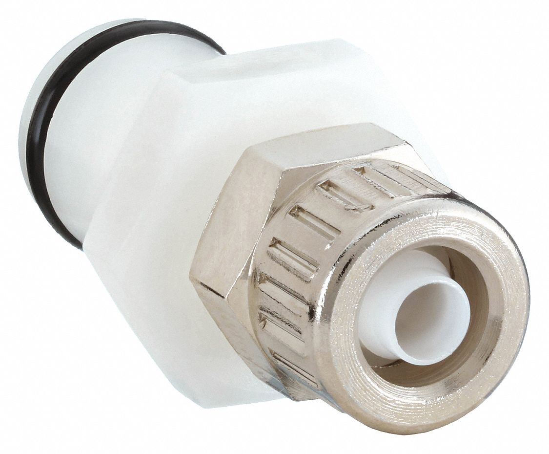 INLINE INSERT: ACETAL, ¼ IN X 17/100 IN, INSERT X TUBE, FLOW-THROUGH, 1 5/32 IN L, WHITE
