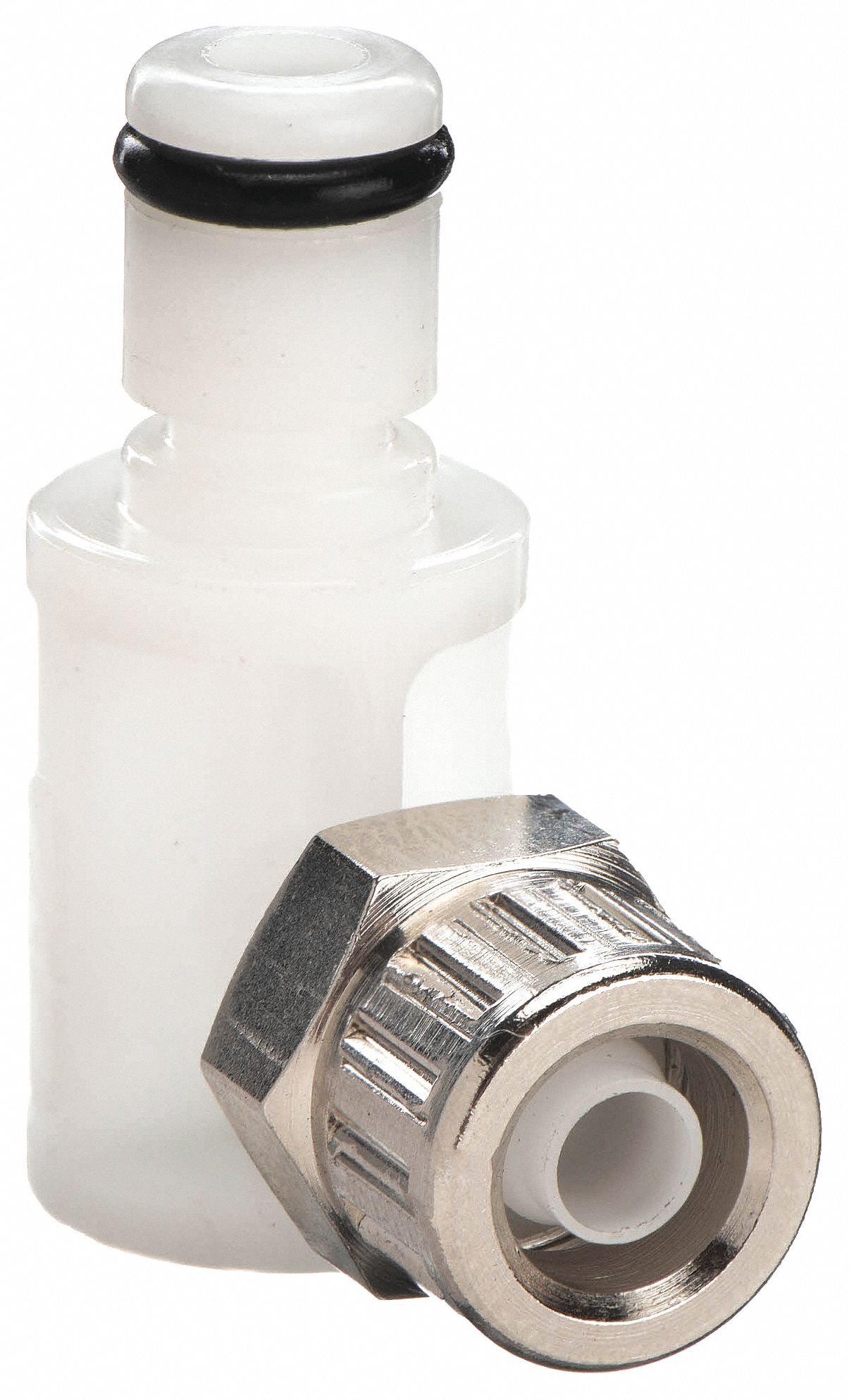 INLINE INSERT: ACETAL, ¼ IN X 17/100 IN, INSERT X TUBE, FLOW-THROUGH, 1 5/32 IN L, WHITE