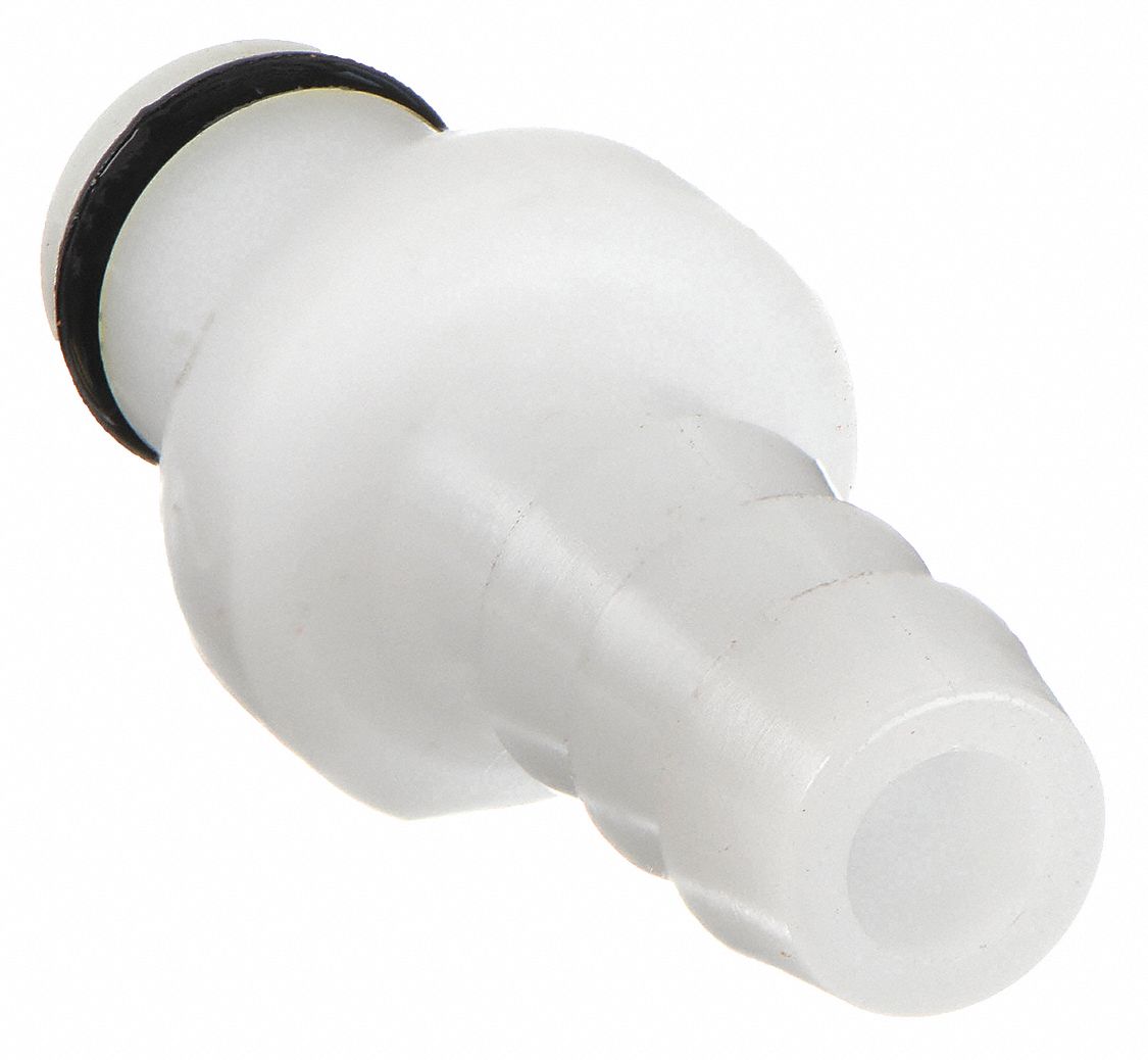 INLINE INSERT: ACETAL, ¼ IN, BARBED X INSERT, FLOW-THROUGH, 1 7/32 IN L, WHITE, PMC