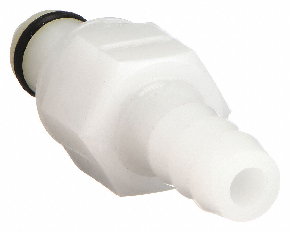 INLINE INSERT: ACETAL, ¼ IN, BARBED X INSERT, SHUT-OFF, 1 11/16 IN L, WHITE, PMC12