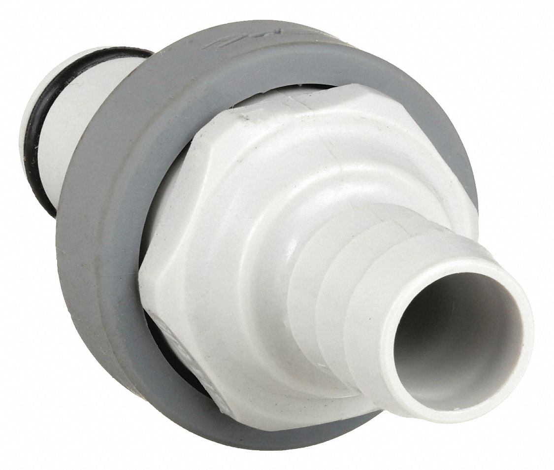 INLINE INSERT: POLYPROPYLENE, ⅜ IN, BARBED X INSERT, SHUT-OFF, 1 31/32 IN L, GREY, NS212