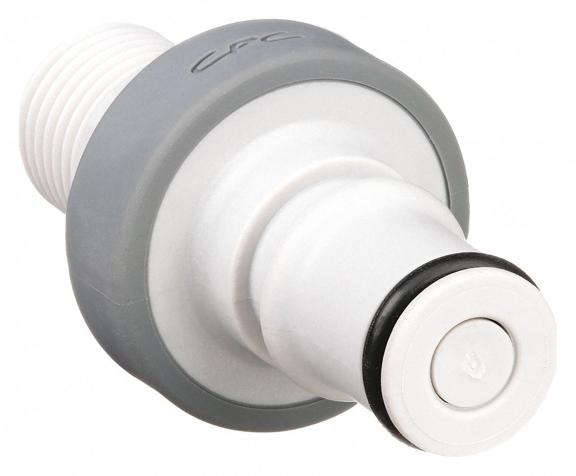 INLINE INSERT: POLYPROPYLENE, ¼ IN PIPE, INSERT X MNPT, SHUT-OFF, 1 15/16 IN L, GREY