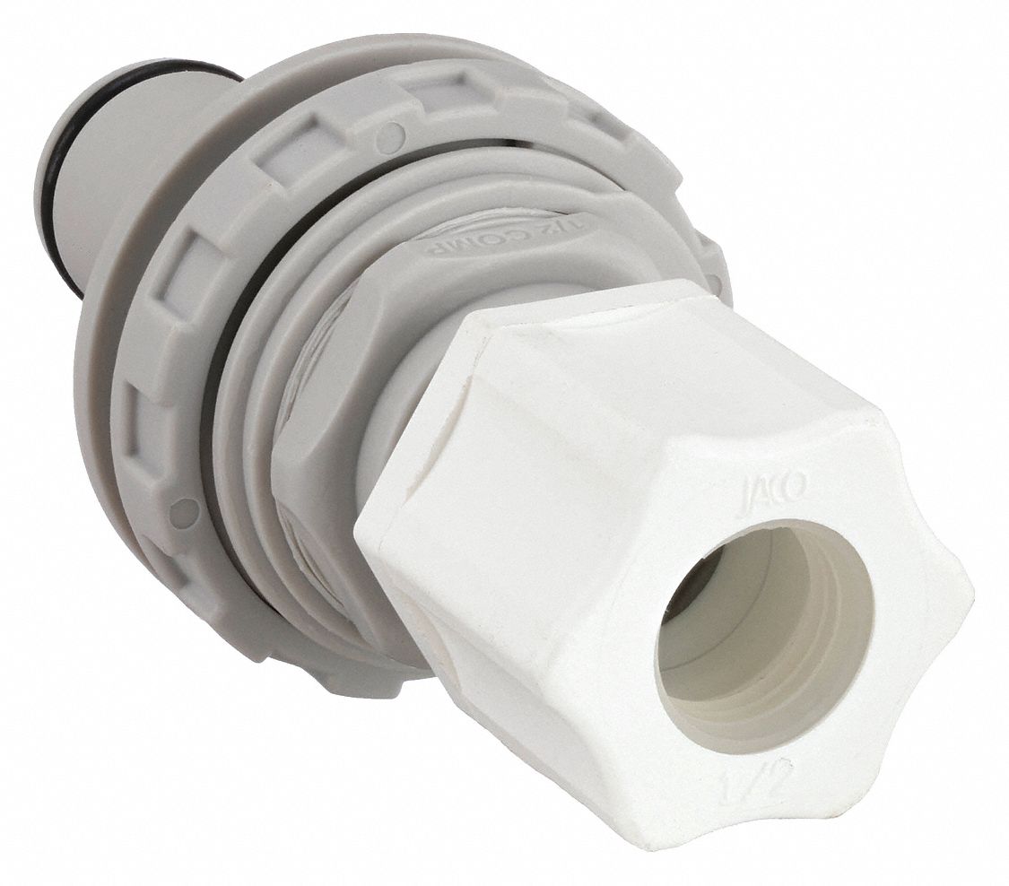 PANEL MOUNT INSERT: POLYPROPYLENE, ⅜ IN, INSERT X COMPRESSION, SHUT-OFF, 3 5/16 IN L