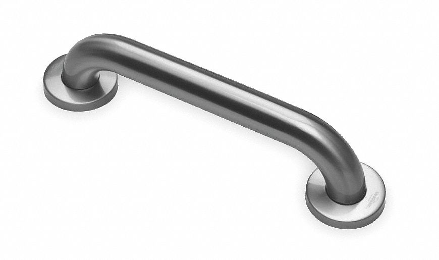 Grab Bar: Straight, 24 in Lg, 1 1/2 in Dia, Stainless Steel, Antimicrobial Product Protection
