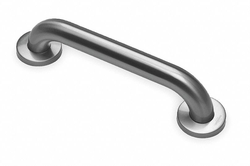 Grab Bar: Straight, 30 in Lg, 1 1/2 in Dia, Stainless Steel, Satin, Silver