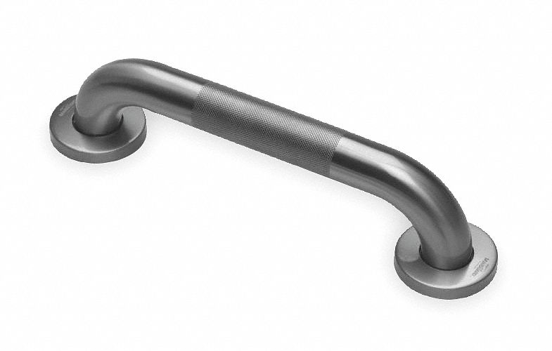 Grab Bar: Straight, 12 in Lg, 1 1/2 in Dia, Stainless Steel, Antimicrobial Product Protection