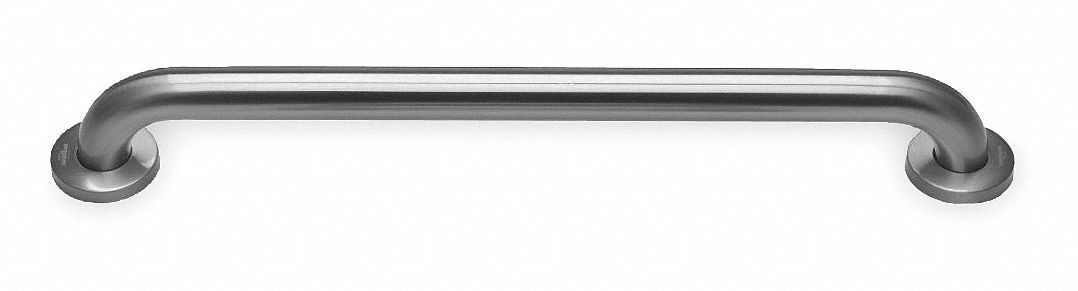 Grab Bar: Straight, 42 in Lg, 1 1/2 in Dia, Stainless Steel, Antimicrobial Product Protection