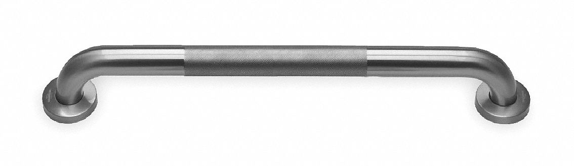 Grab Bar: Straight, 24 in Lg, 1 1/2 in Dia, Stainless Steel, Antimicrobial Product Protection