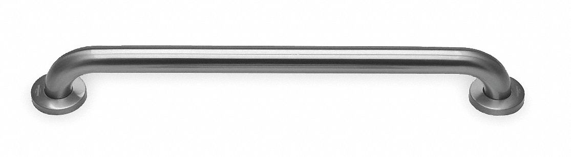 Grab Bar: Straight, 48 in Lg, 1 1/2 in Dia, Stainless Steel, Antimicrobial Product Protection