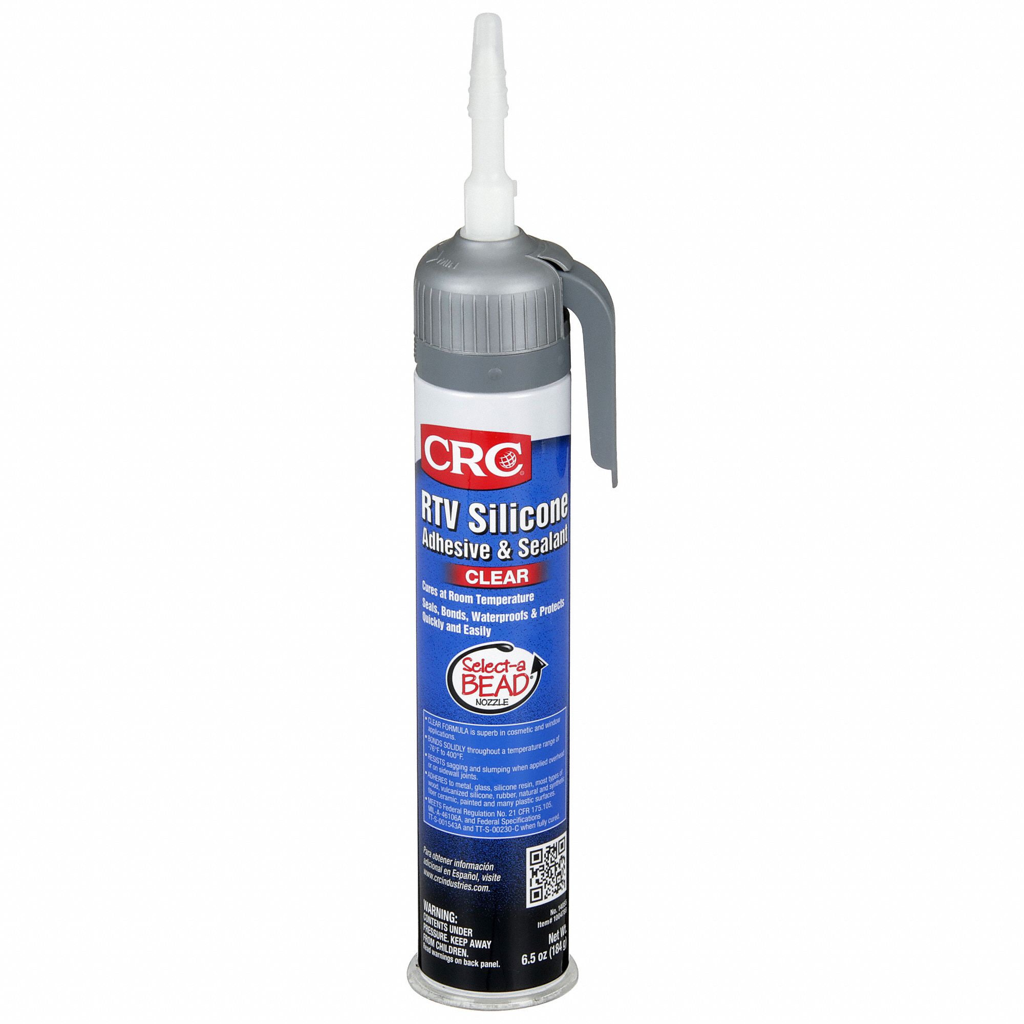 CRC Gasket Sealant: RTV Silicone, 6.5 oz, Tube, Clear, Water Resistant