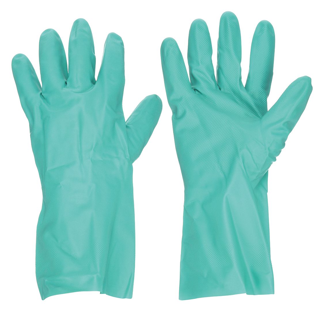 CHEMICAL RESISTANT GLOVES, 11 MIL, 13 IN LENGTH, DIAMOND, SIZE 10, GREEN