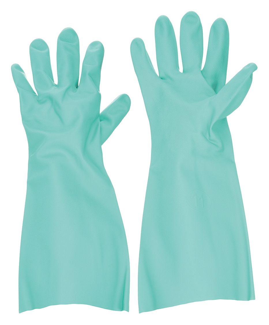 CHEMICAL RESISTANT GLOVES, 22 MIL, 18 IN LENGTH, DIAMOND, SIZE 11, GREEN