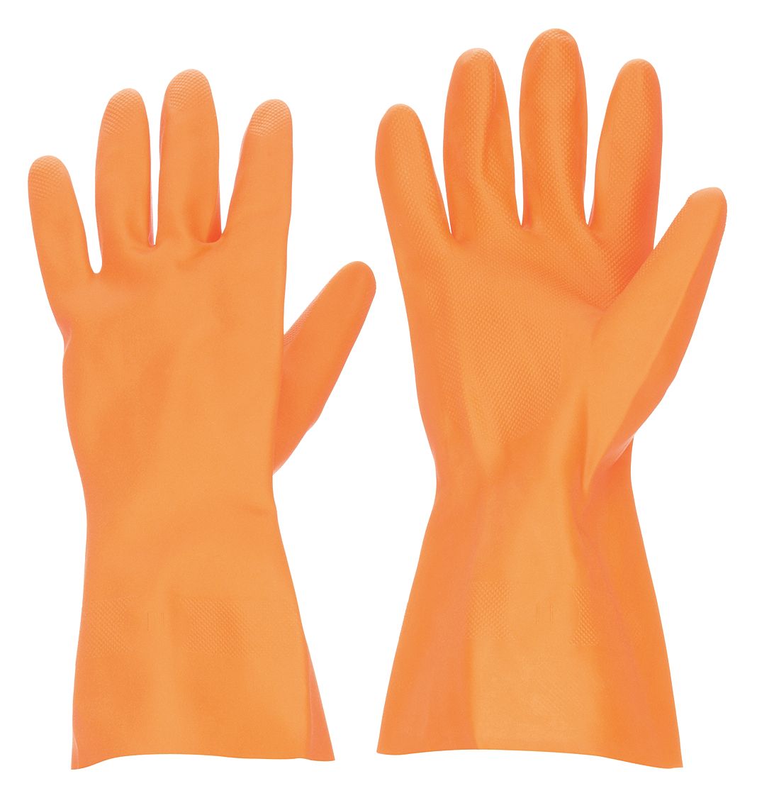 CHEMICAL RESISTANT GLOVES, 28 MIL, 13 IN LENGTH, DIAMOND, SIZE 8, ORANGE