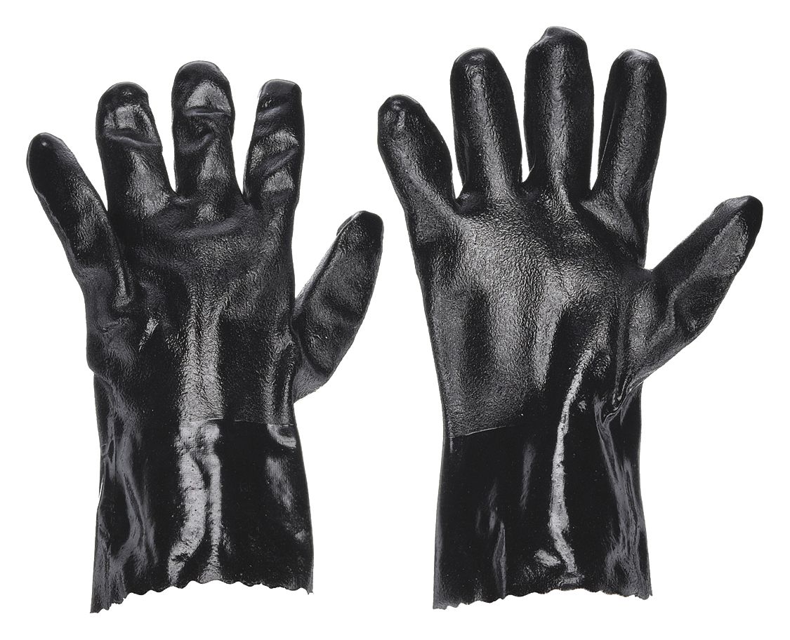 CHEMICAL RESISTANT GLOVES, 12 IN LENGTH, ROUGH, L, BLACK, GEN PURPOSE