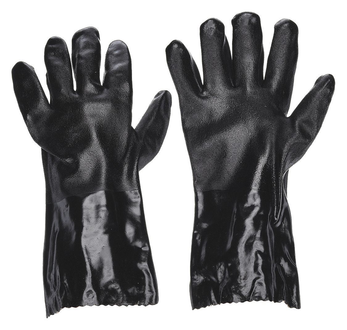 CHEMICAL RESISTANT GLOVES, 14 IN LENGTH, ROUGH, XL, BLACK, GEN PURPOSE