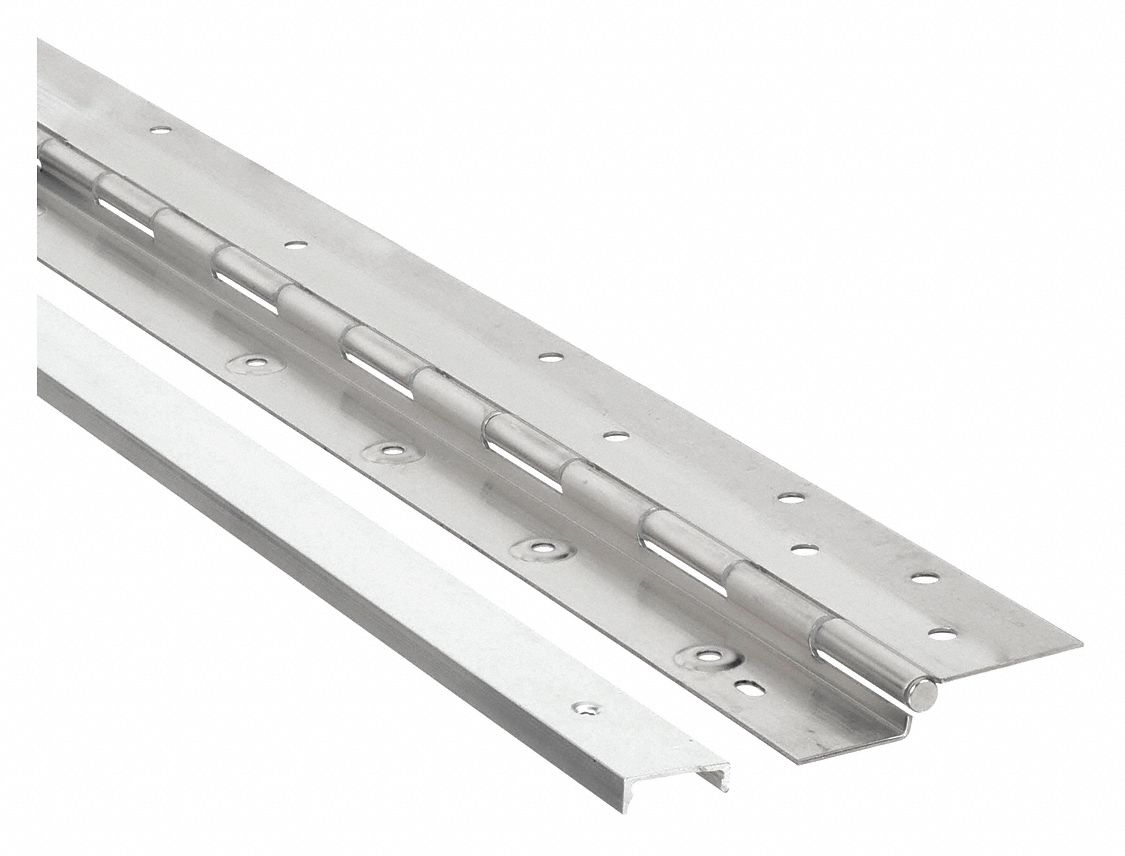 Piano Hinge: Stainless Steel, 7 ft Leaf Ht, 1 3/4 in Leaf Wd, Screw-On