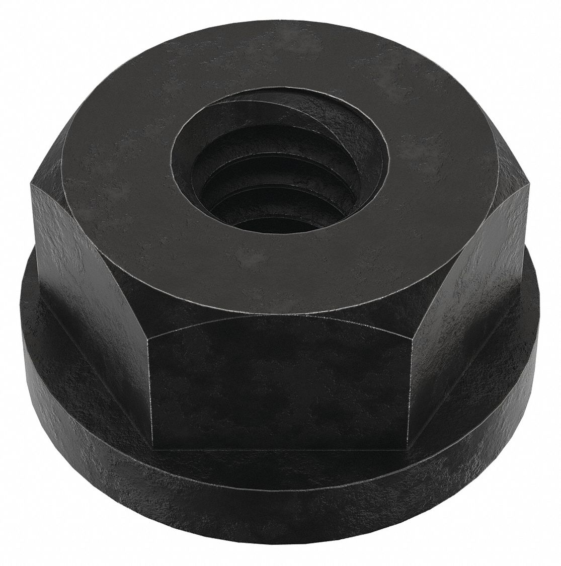 Flange Nut: 1/4"-20 Thread, Steel, 12L14, Black Oxide, 1/2 in Hex Wd, 5/16 in Hex Ht