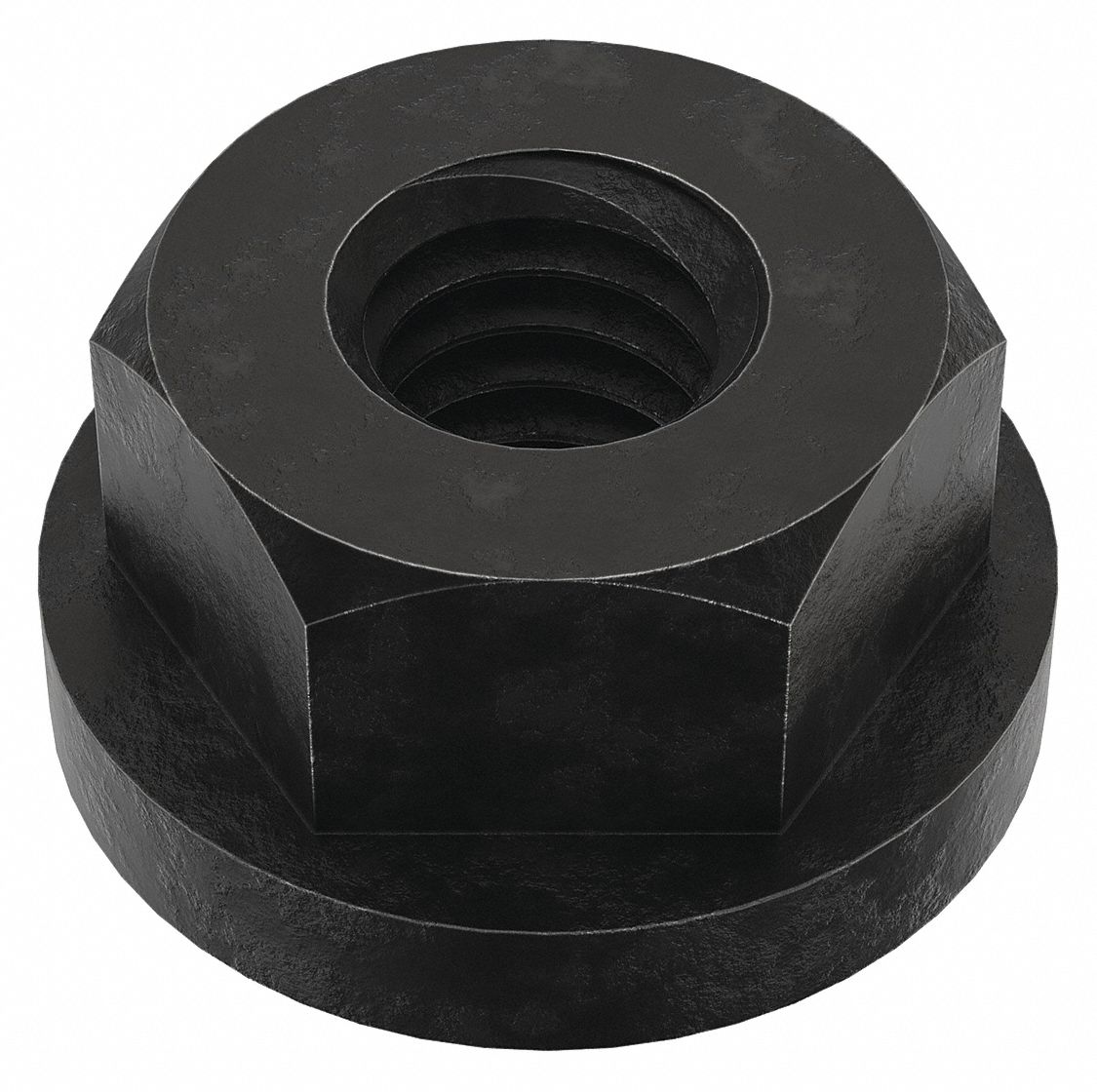 Flange Nut: 5/16"-18 Thread, Steel, 12L14, Black Oxide, 9/16 in Hex Wd, 3/8 in Hex Ht