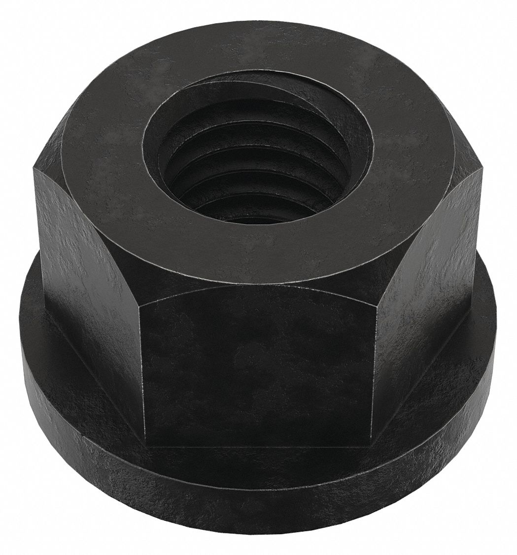 FLANGE NUT, ⅝"-11 THREAD, STEEL, BLACK OXIDE, 1 1/16 IN HEX W