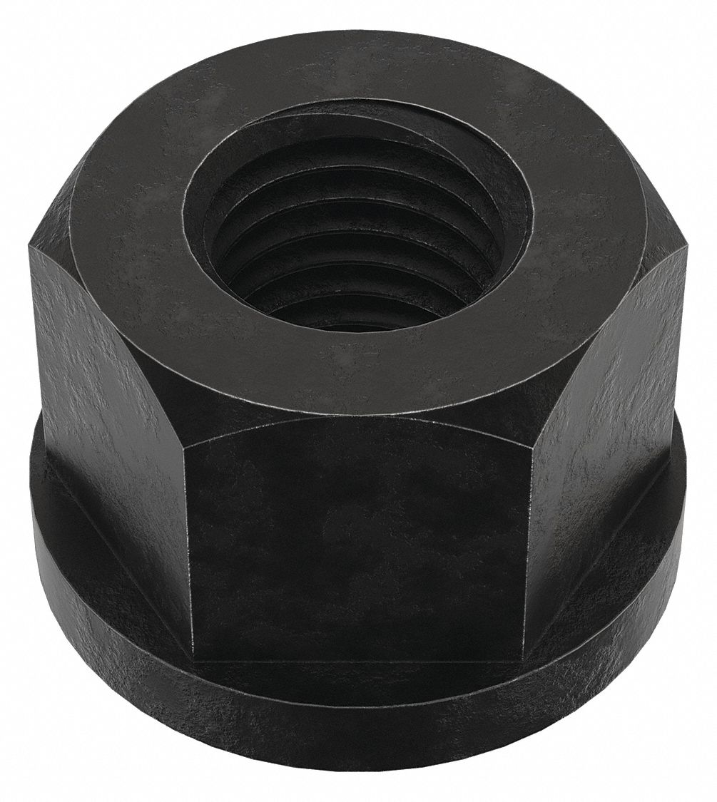 Flange Nut: 7/8"-9 Thread, Steel, 12L14, Black Oxide, 1 7/16 in Hex Wd, 1 1/8 in Hex Ht