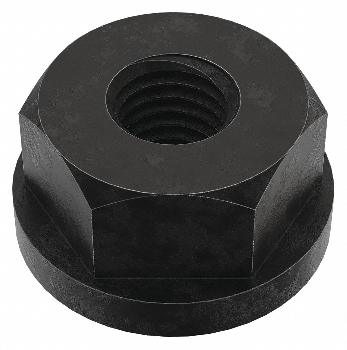 Flange Nut: 1/4"-28 Thread, Steel, 12L14, Black Oxide, 1/2 in Hex Wd, 5/16 in Hex Ht