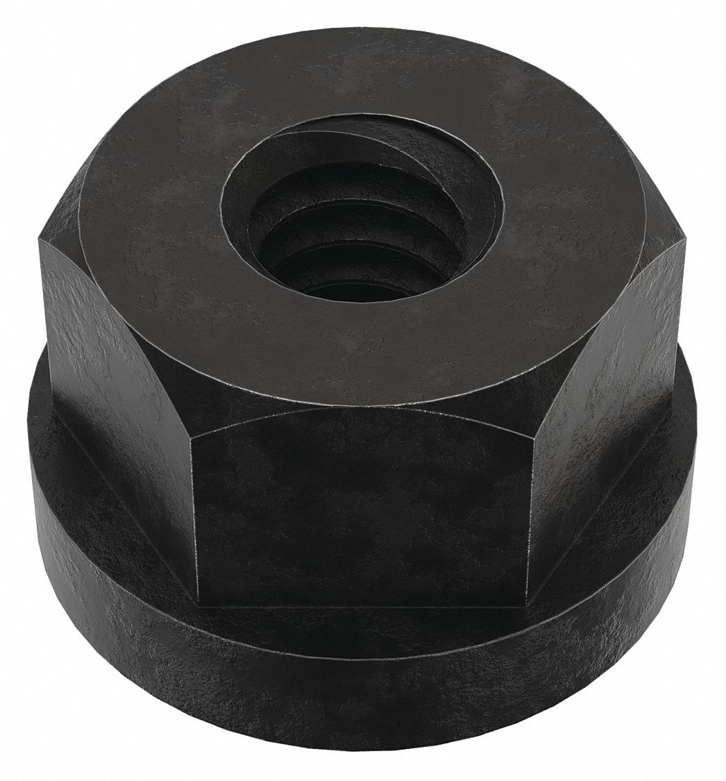 Swivel Flange Nut: 1/4"-20 Thread, Steel, 12L14, Black Oxide, 1/2 in Hex Wd, 1/4 in Hex Ht