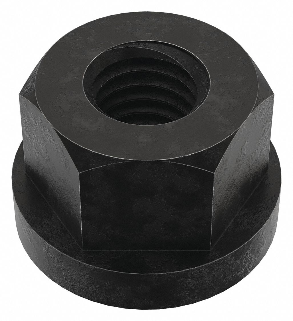 Swivel Flange Nut: 1/2"-13 Thread, Steel, 12L14, Black Oxide, 7/8 in Hex Wd, 1/2 in Hex Ht