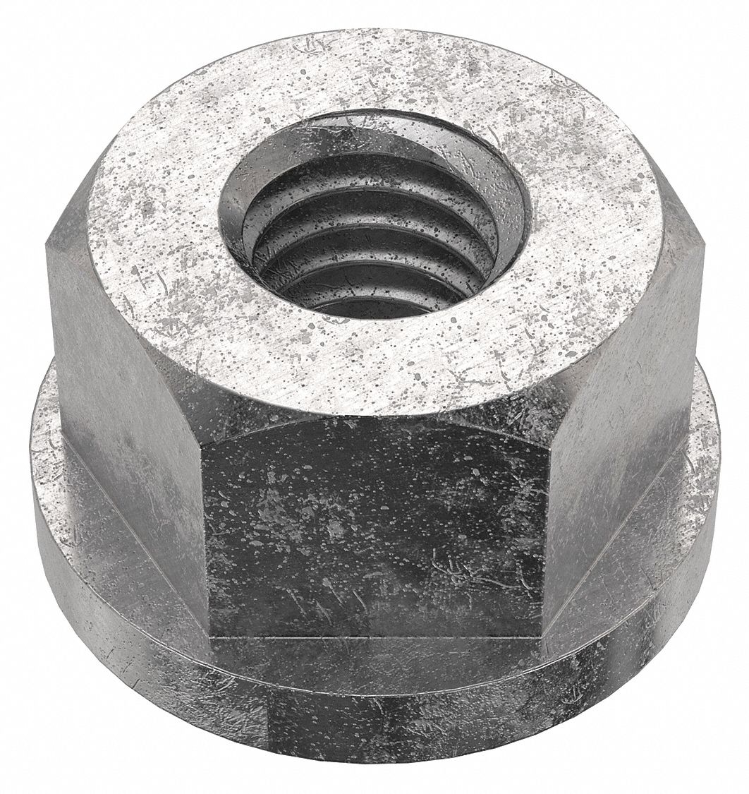 FLANGE NUT, ⅜"-16 THREAD, 18-8 STAINLESS STEEL, PLAIN FINISH, 11/16 IN HEX W, ⅜ IN HEX H