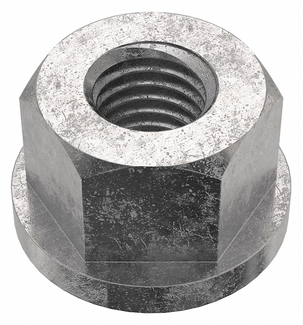 FLANGE NUT, ⅝"-11 THREAD, 18-8 STAINLESS STEEL, PLAIN FINISH, 1 1/16 IN HEX W, 18-8