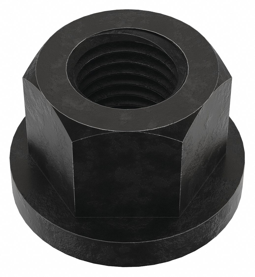 FLANGE NUT, M16-2 THREAD, STEEL, BLACK OXIDE, 24MM HEX W, 33MM FLANGE DIA