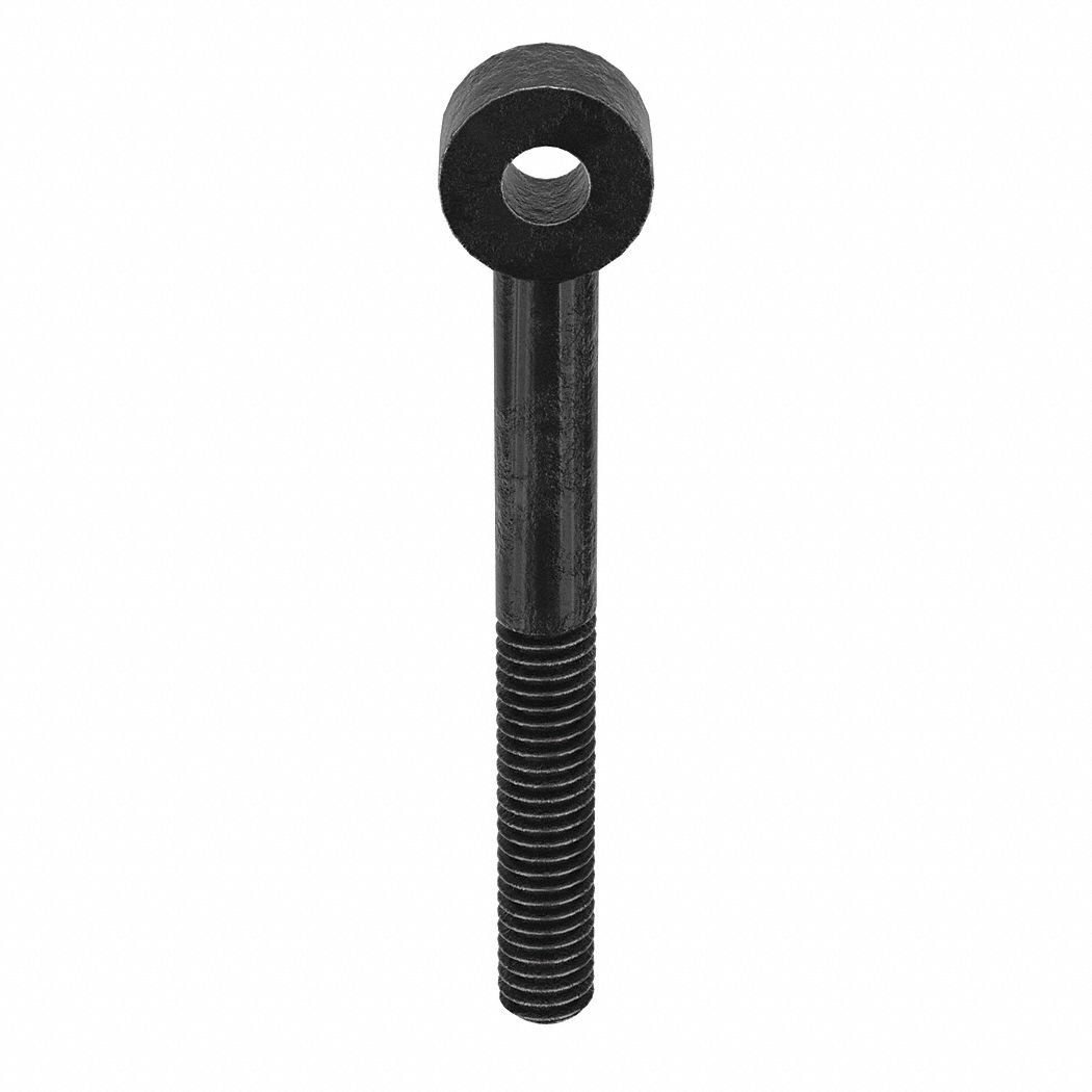 ROD END, 125,000 PSI, GRADE 2 STEEL, 4⅛ IN L, ⅜"-16, ⅜ IN SHANK DIA, ROUND SHOULDER, BLACK OXIDE