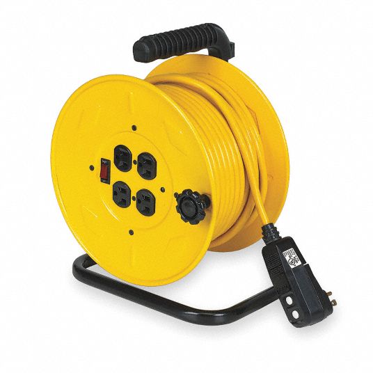 LUMAPRO Extension Cord Reel 80 ft Retractable Cord Lg, 14 AWG Wire